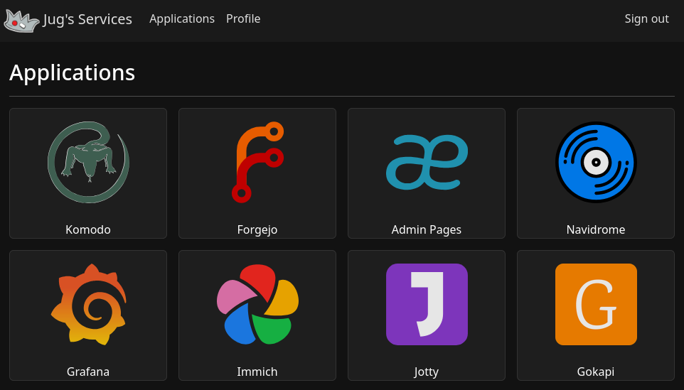Kanidm dashboard